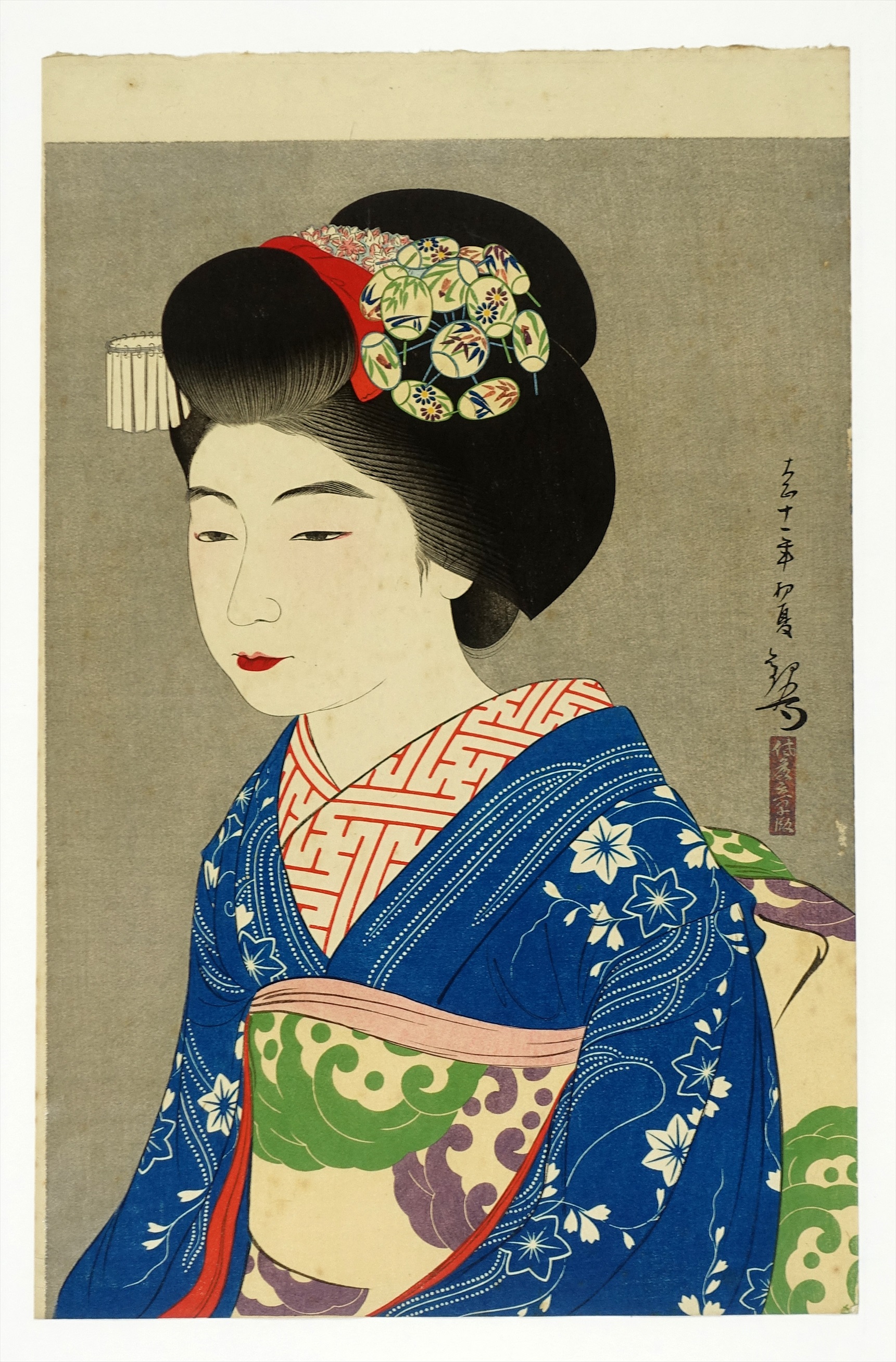 浮世絵の顔 吉川観方 中央美術社 吉川観方木版画 初夏 |