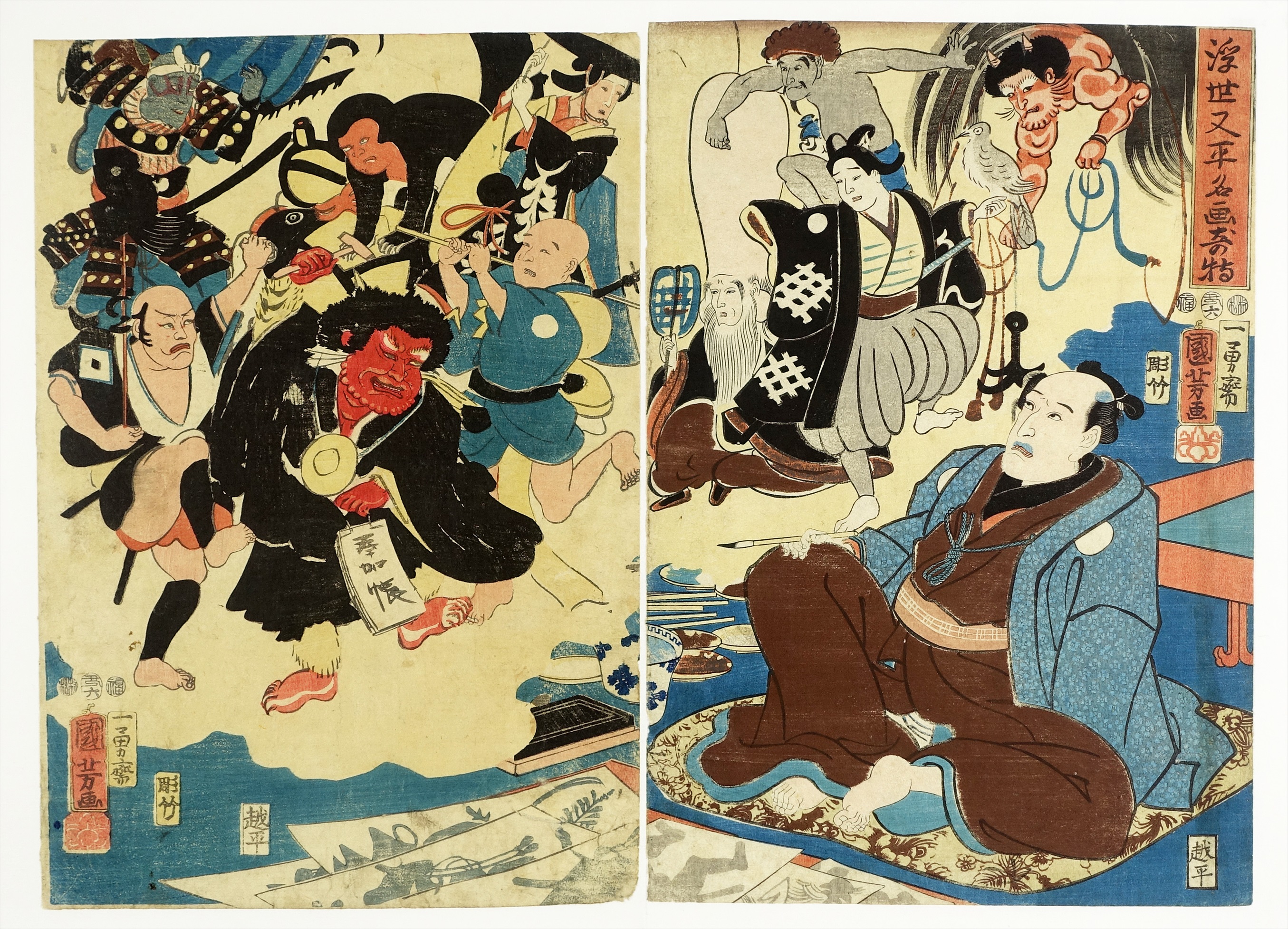 異物同情如天地（戯画春画巻）」天江痴人題 松嶺画 手書き1巻|艶本 和 