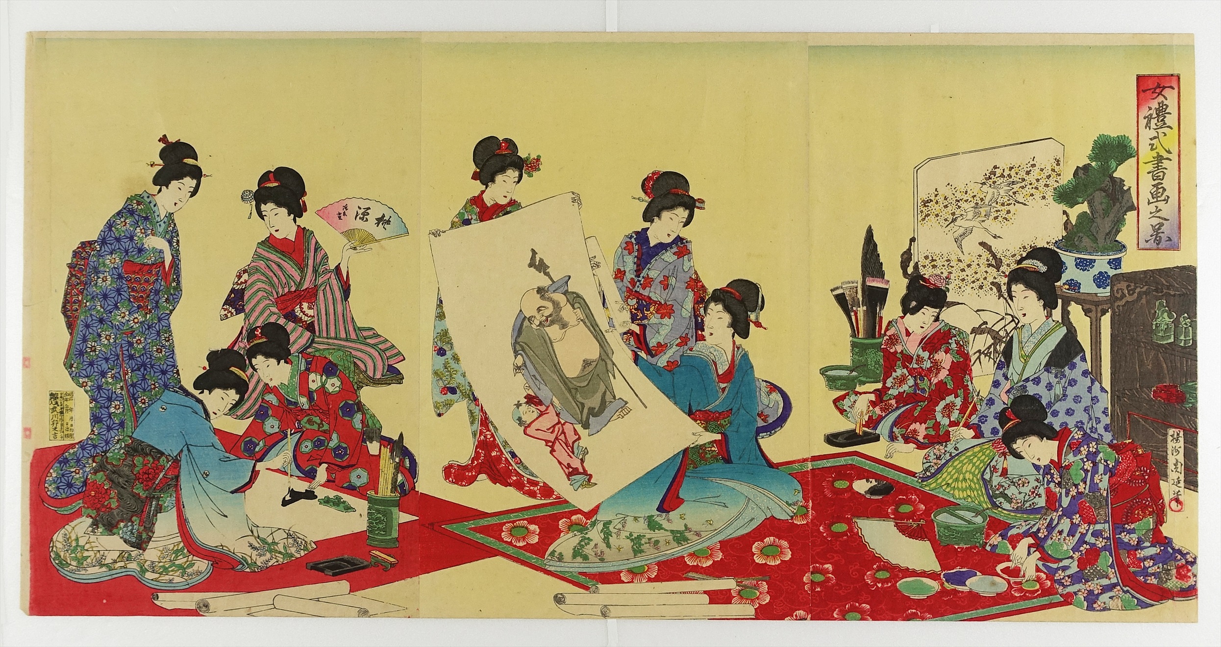 楊洲周延 浮世絵 二枚続 明治十九年 時代 錦絵 木版画 美人画（楊洲 
