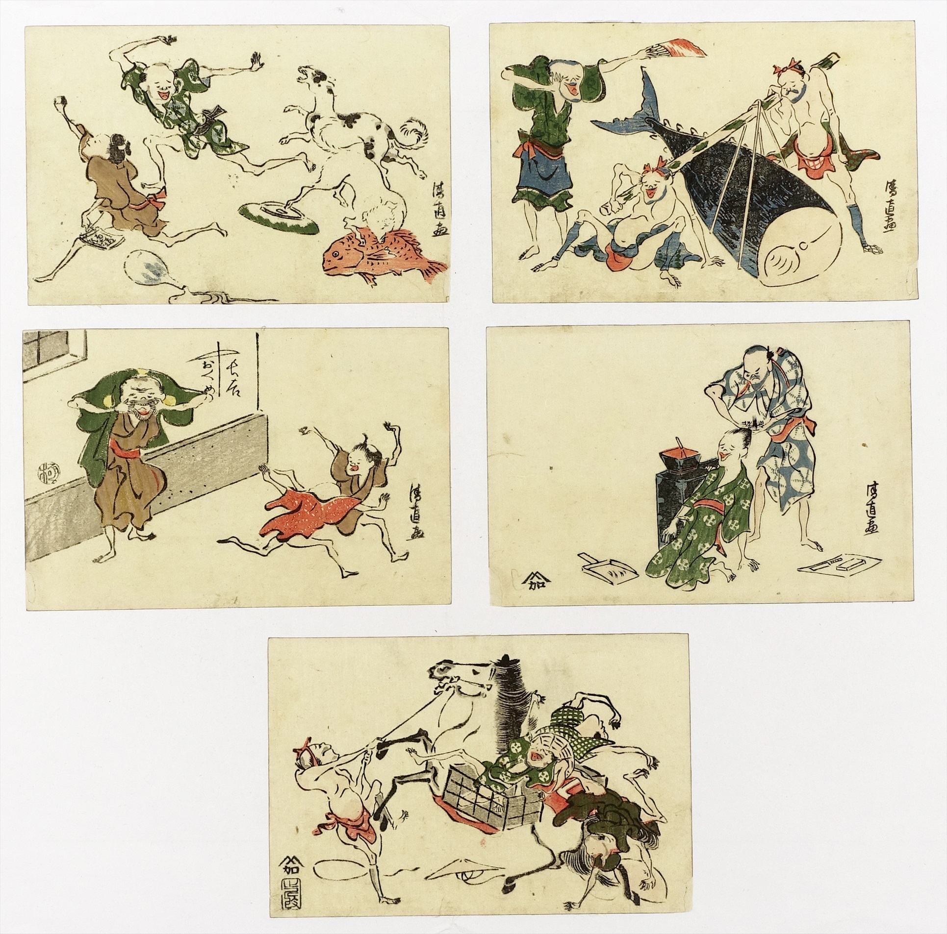 屁合戦兵糧之図 二枚続（戯画・諷刺画） 絵師・版元不明 屁合戦兵糧之 
