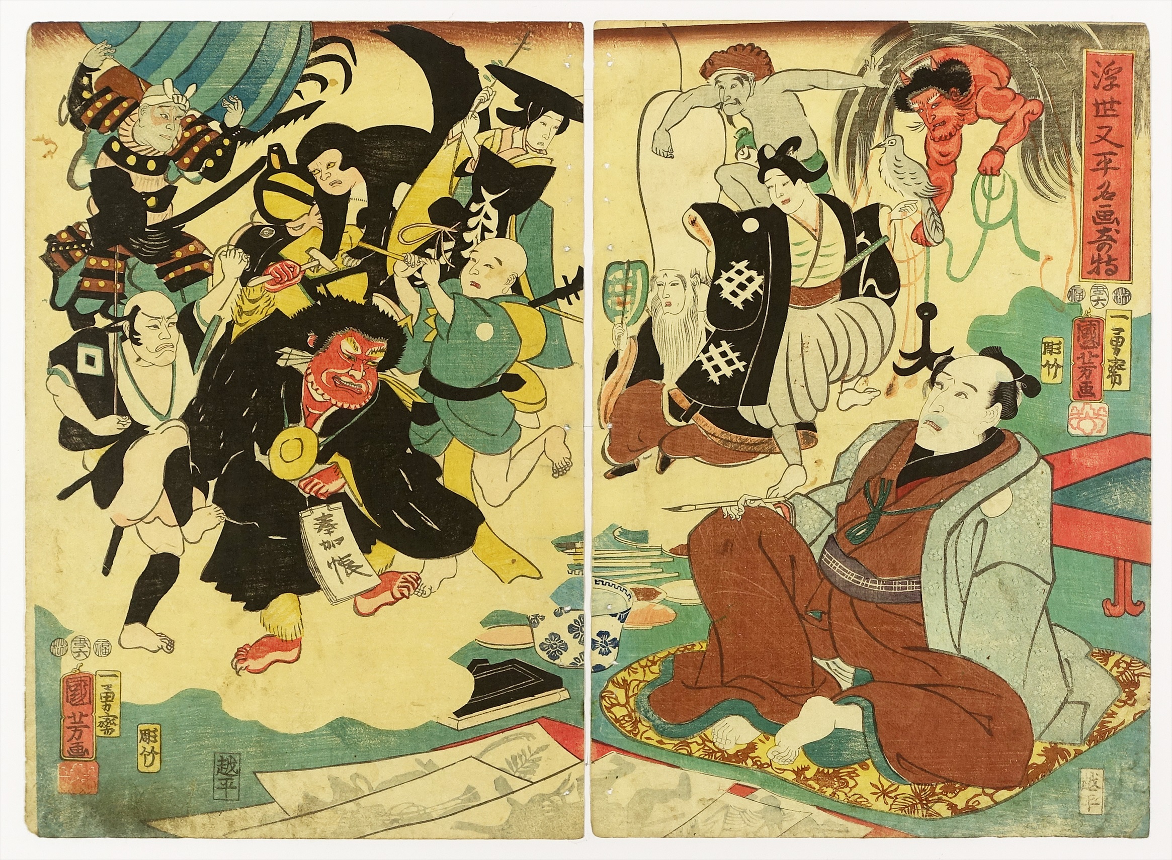 屁合戦兵糧之図 二枚続（戯画・諷刺画） 絵師・版元不明 公式通販 | 山 