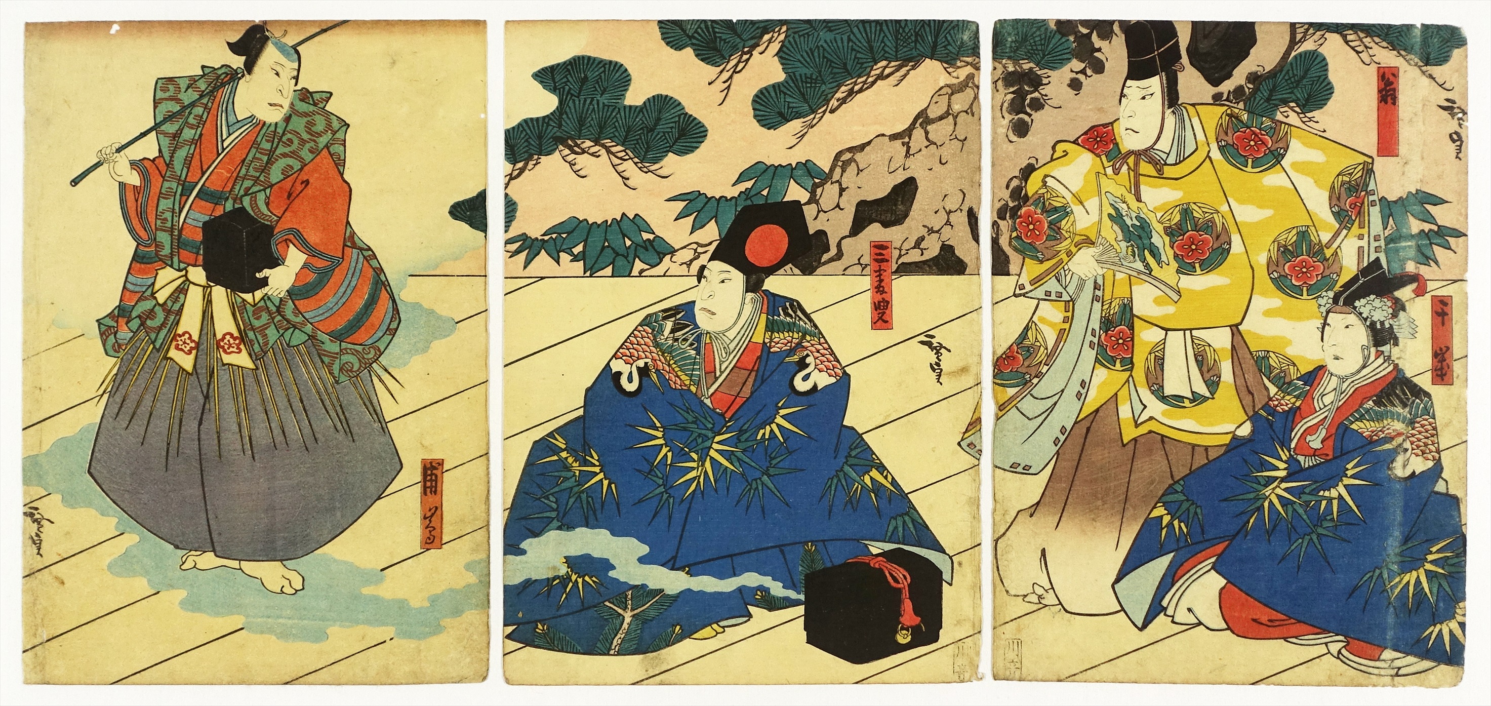 ★本物浮世絵★芳年 鮑 海女『今様げんじ江之嶋兒ヶ淵』三枚続の内の1枚 海女 鮑採り◇二代歌川国貞 ＆広重二代◇江戸時代 木版浮世絵「東海道