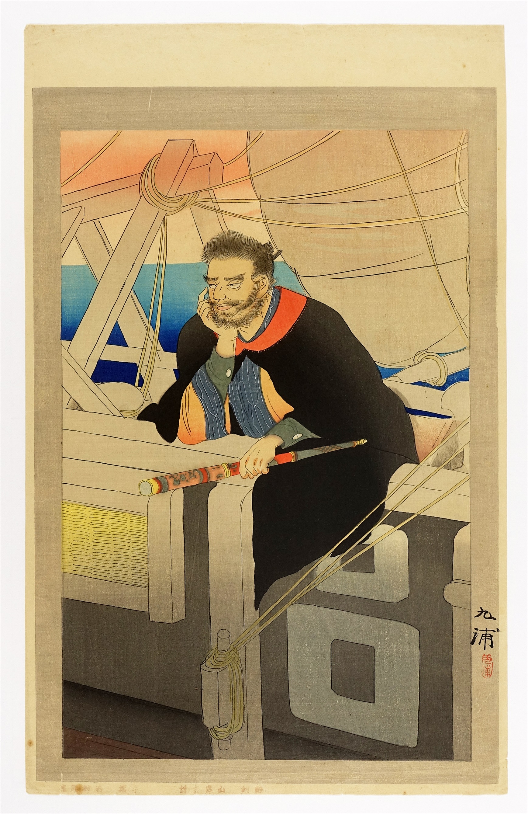 真作】大正期 浮世絵木版画 豊原国周「艶姿化粧自慢」大判 