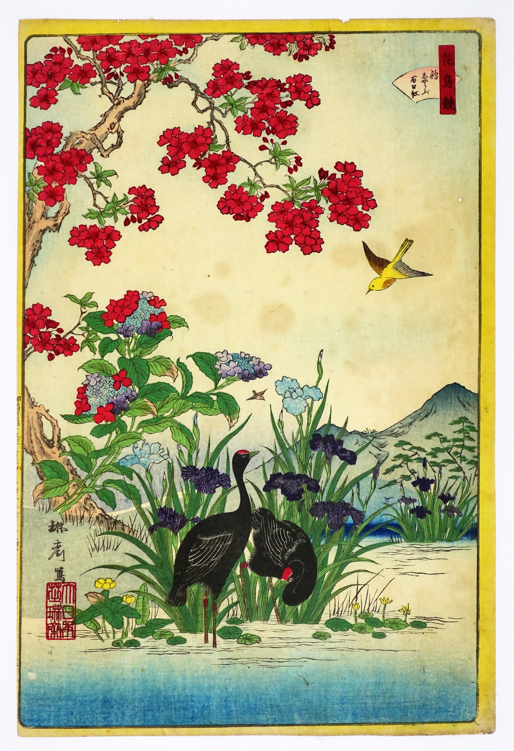 広重　花鳥図　短冊　その4　計10枚 Yahoo!オークション -「広重 短冊」の落札相場・落札価格